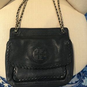 Authentic Tory Burch black pebbled leather bag